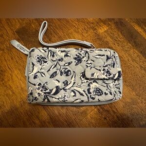 Vera Bradley Gray and Blue Floral Wristlet
